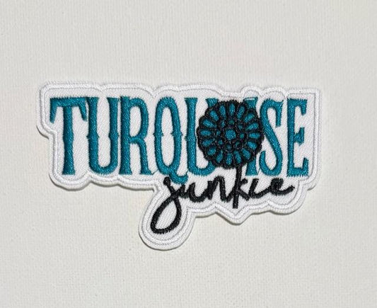 Turquoise Junkie teal hat patch