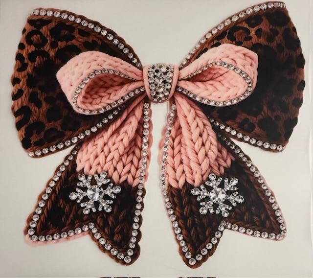Brown Cheetah /pink bow-yarn