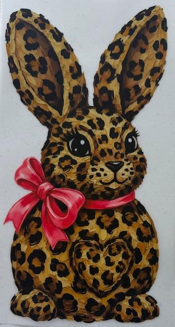 Leopard bunny, pink bow