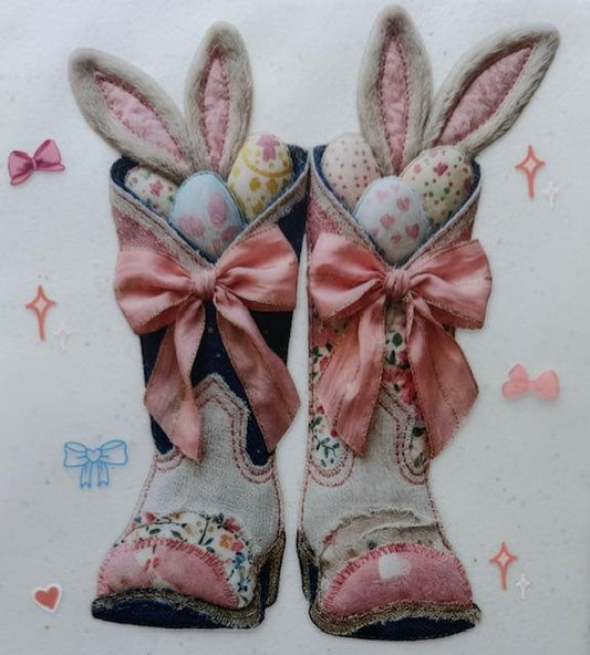 Easter Boots, bunny ears, pink bows