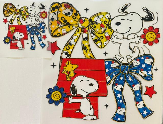 Snoopy-yellow/blue bow 2pc set