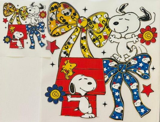 Snoopy-yellow/blue bow 2pc set