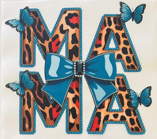 MaMa . teal bow, butterflies