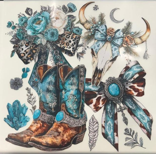 Teal Boots & Bows
