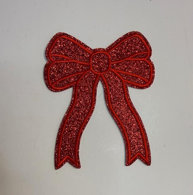 Red bling bow patch (med)