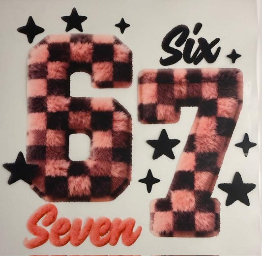 6-7 pink checkered-fuzzy