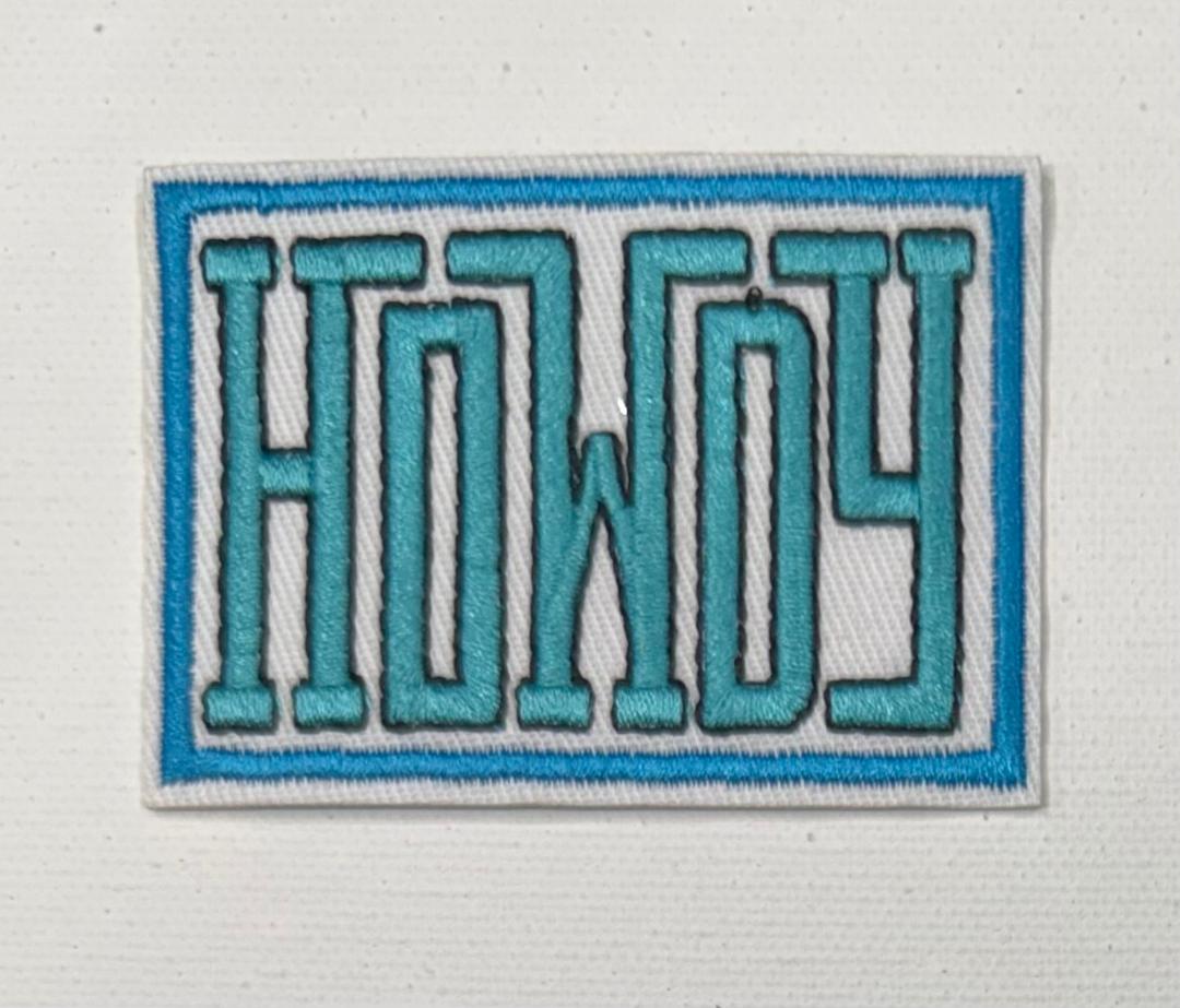 Howdy teal hat patch