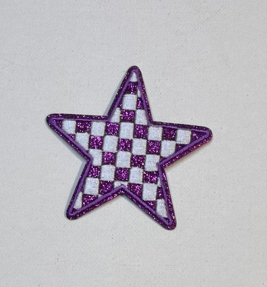 Purple Checkered star hat patch