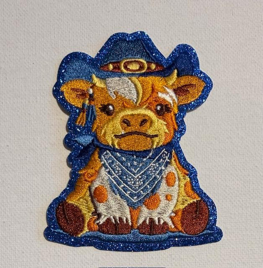 Cow w/ blue hat-hat patch