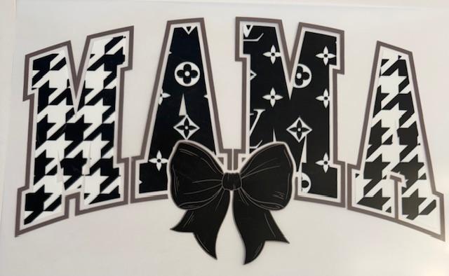 Mama, b & W checkered/black bow