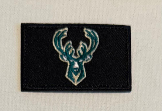 Deer hat patch,Teal color deer on black hat patch