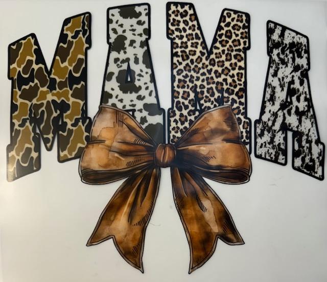 MAMA, western, brown bow, animal print
