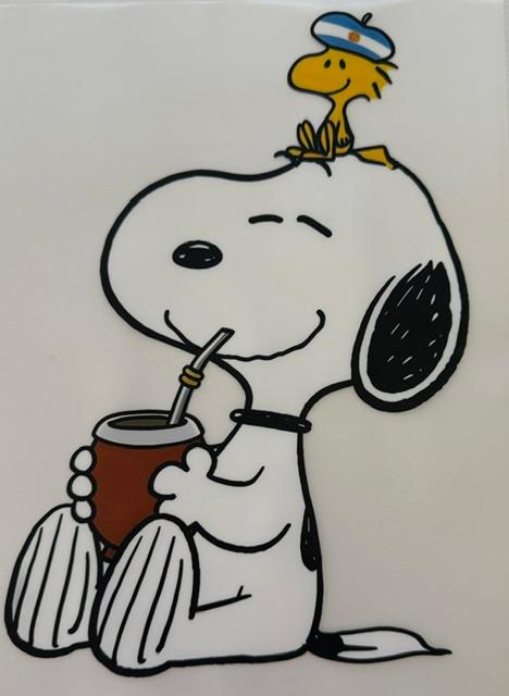 Snoopy, woodstock on head