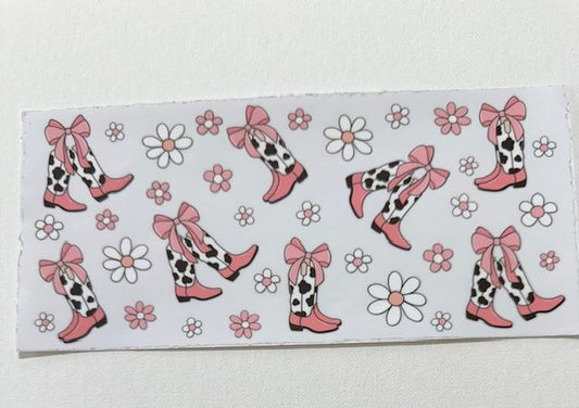 cow print boots bows