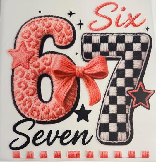 Six Seven-pink/blk checkered yarn