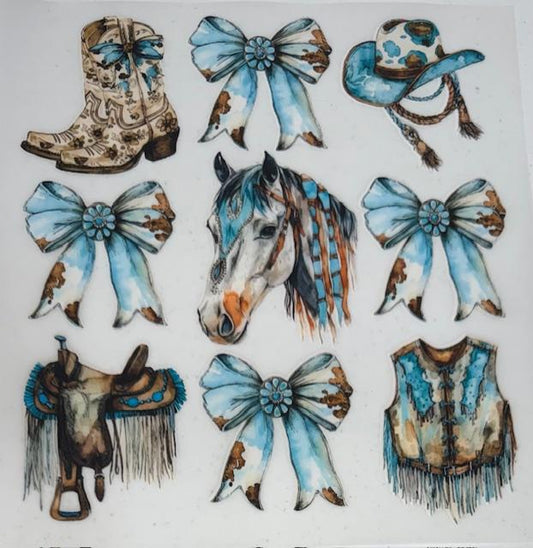 Boots, Bows, hats, Horses-Blue