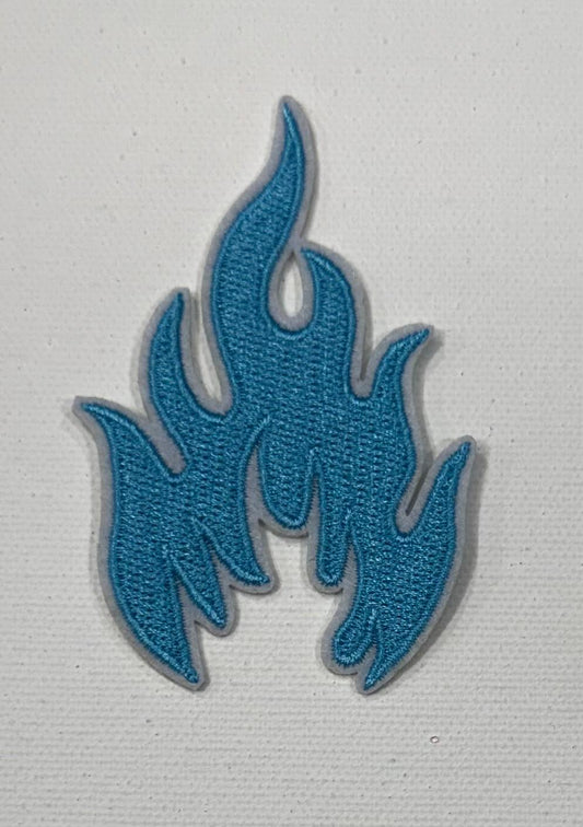 Flames, blue hat patch