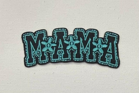 Mama - teal/black w/ stars hat patch