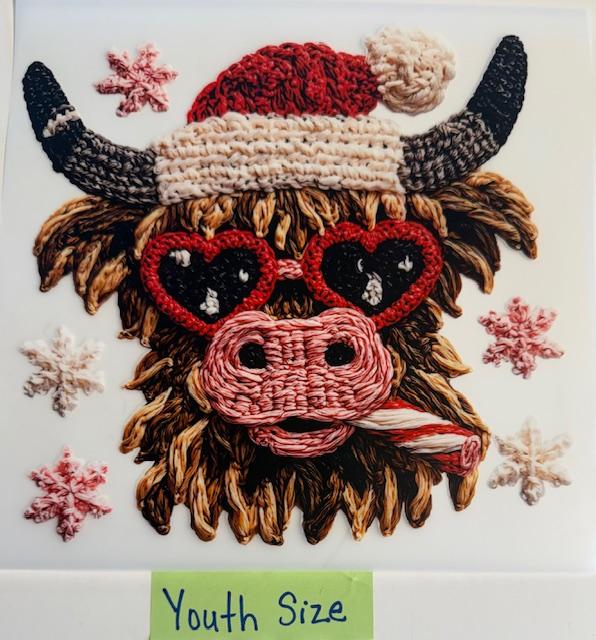 Valentines Cow, heart glasses-yarn