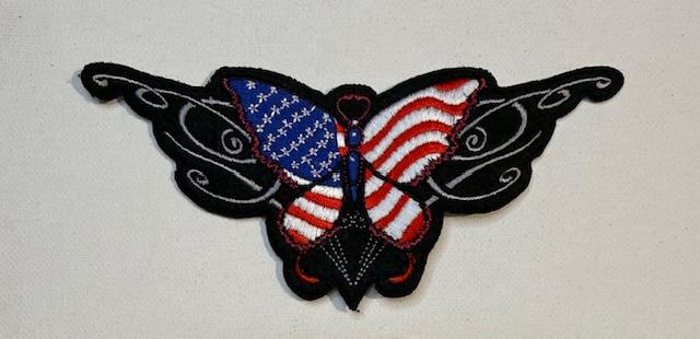 Red/white & Blue transforming butterfly hat patch