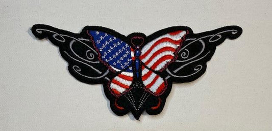 Red/white & Blue transforming butterfly hat patch