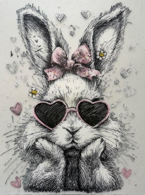 White Easter Bunny, Heart sunglasses