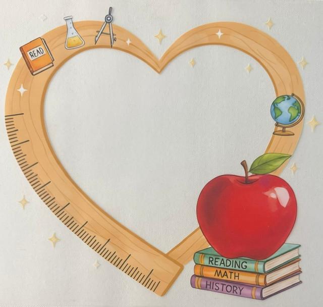 Teacher - pencil heart, apple
