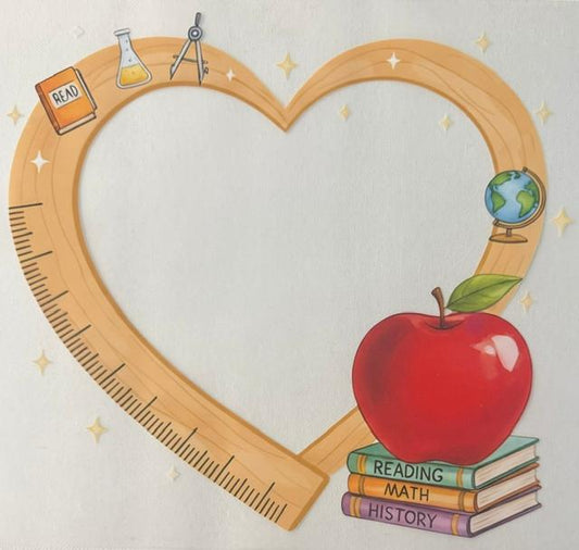 Teacher - pencil heart, apple
