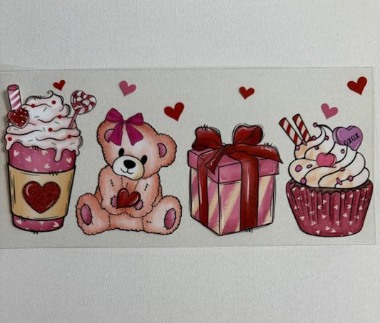 Valentines - cup, bear, gift cupcake