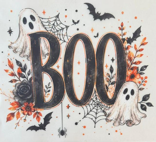 Boo - ghost, bats, spiderwebs