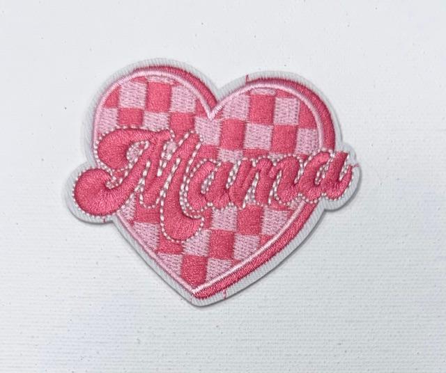 Mama -pink checkered hat patch