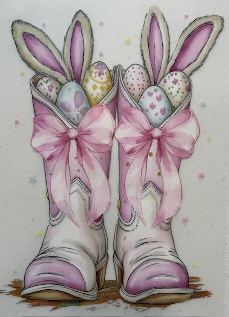 Easter Boots, bunny ears/eggs