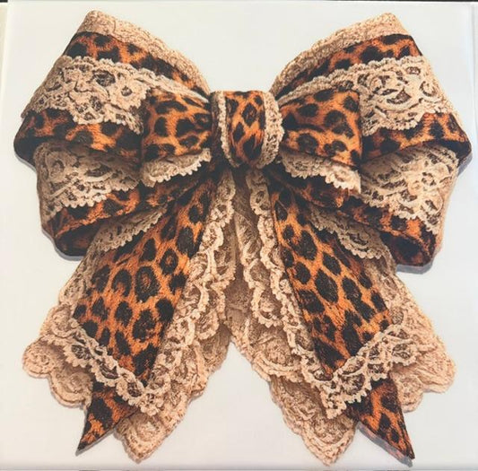 Big leopard bow with lace