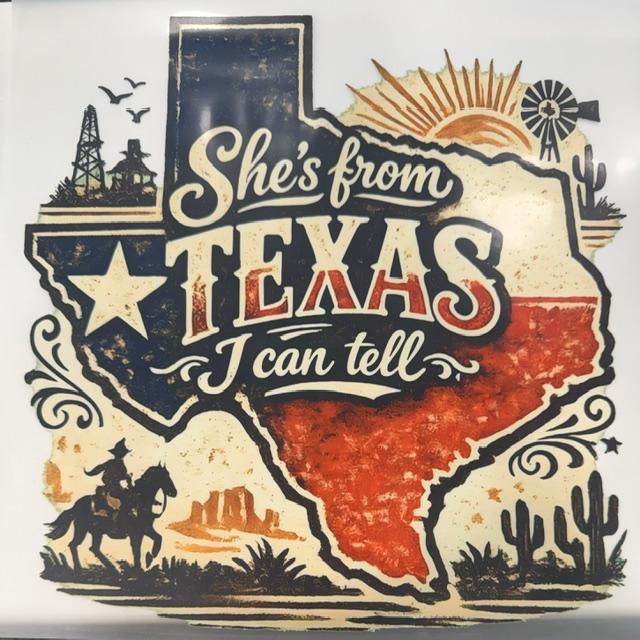 She's from Texas, Texas shape, western