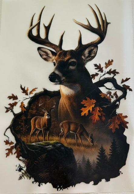Hunting-Deer scene, 2 sm deer