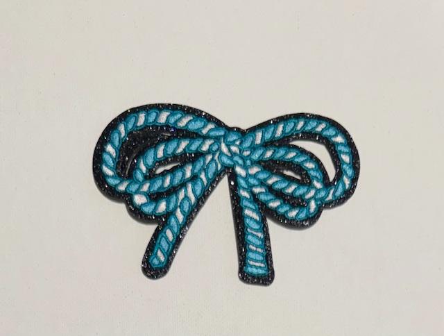 Teal rope bow hat patch