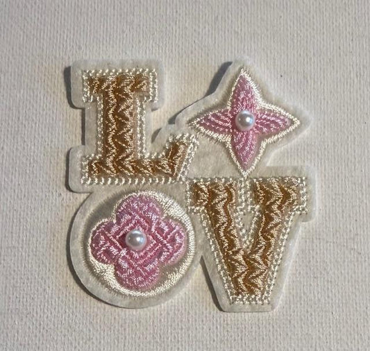 LV pink/tan Love hat patch