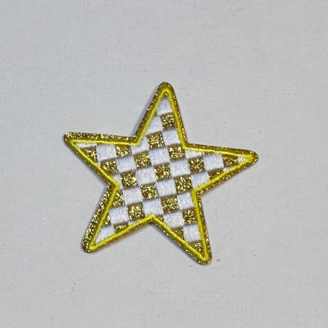 Yellow Checkered star hat patch