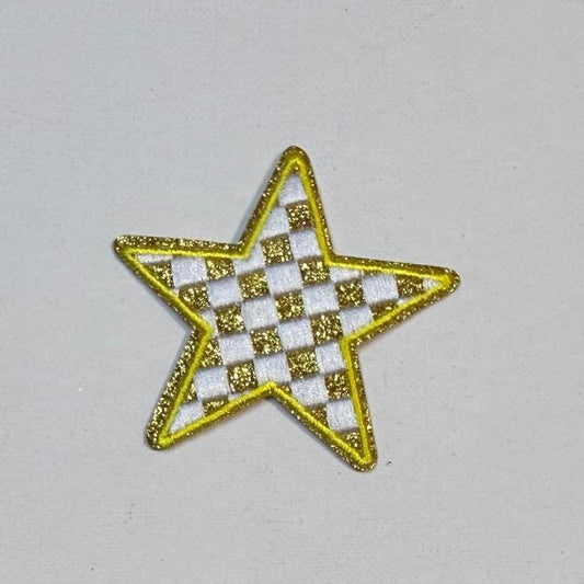 Yellow Checkered star hat patch
