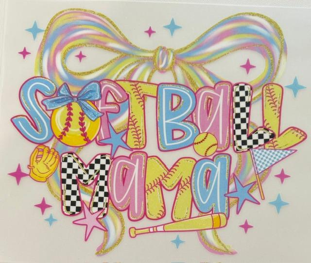 Softball Mama - Big bow -pastel