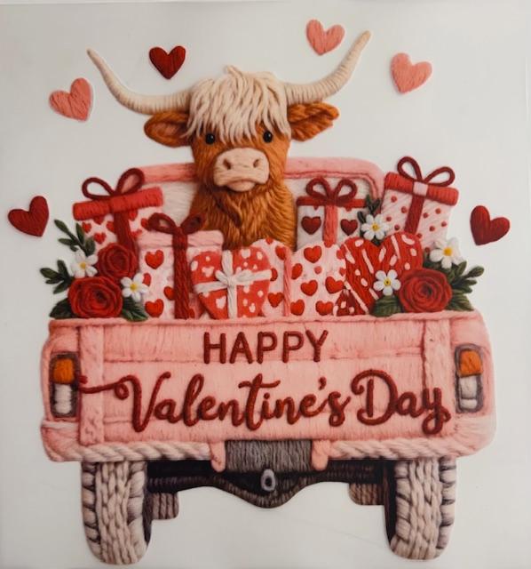 Happy Valentines Day-cow in truck