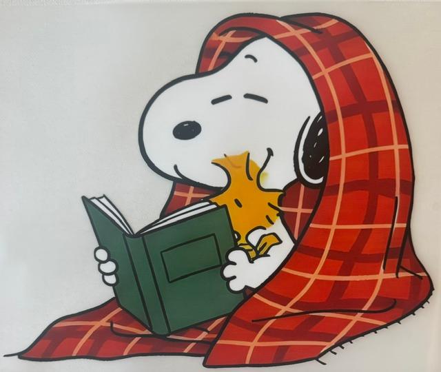 Snoopy - reading under blanket