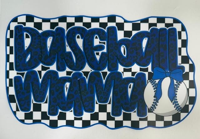 Baseball Mama - blue, checkered