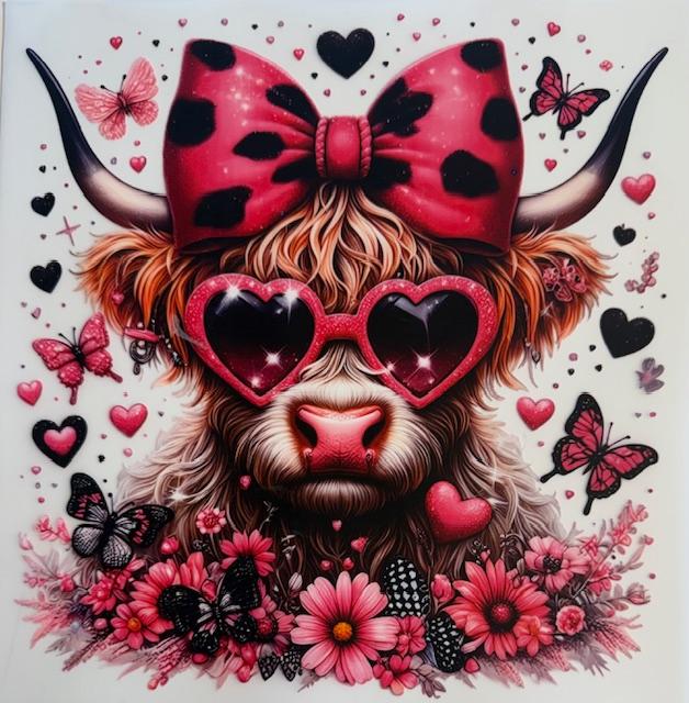 Cow-Hot pink bow and hearts