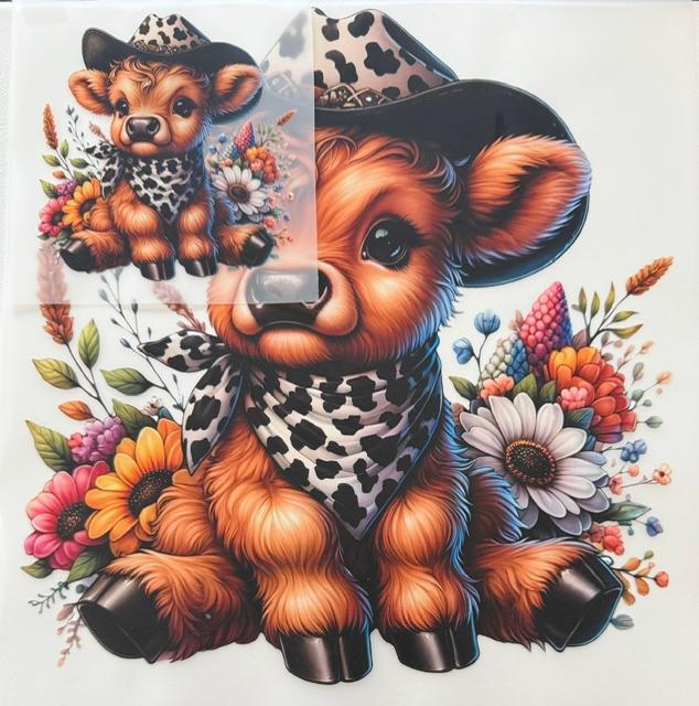 Cow-cow print hat & scarf-2pc set