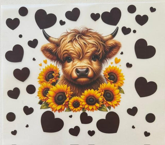 Cow - sunflowers & black hearts
