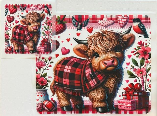 Cow- checkered blanket, hearts-2pc set