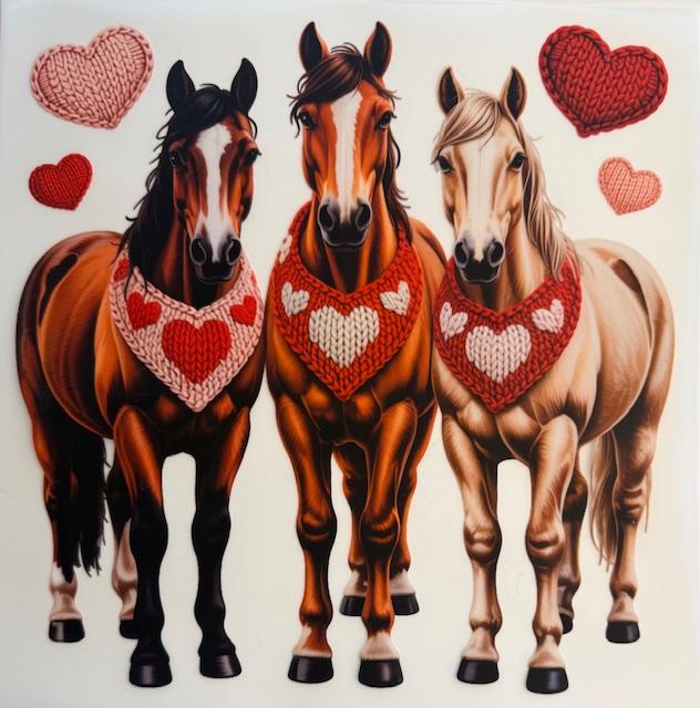 3 Horsed w/ Valentines scarves