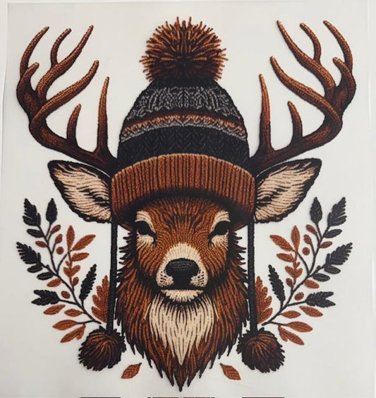 Deer wearing beanie-yarn