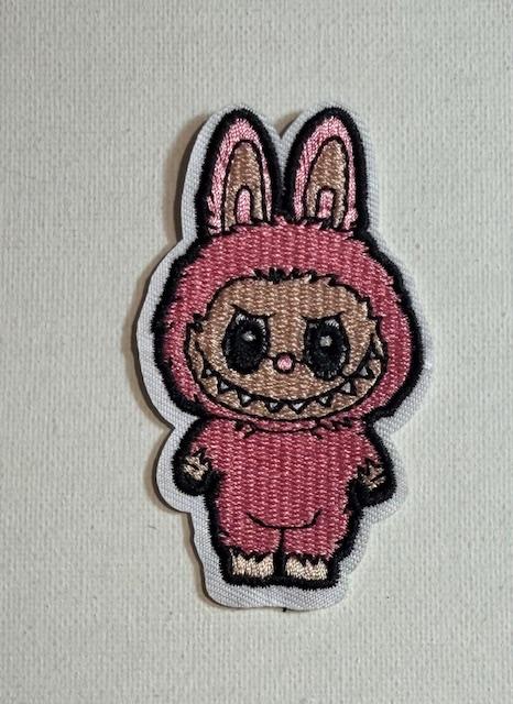 Pink standing Labubu patch